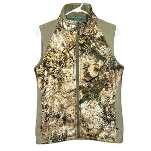 Cabelas OutfitHer Zonz Western Full Zip Lined Camo Vest Women's Size Small